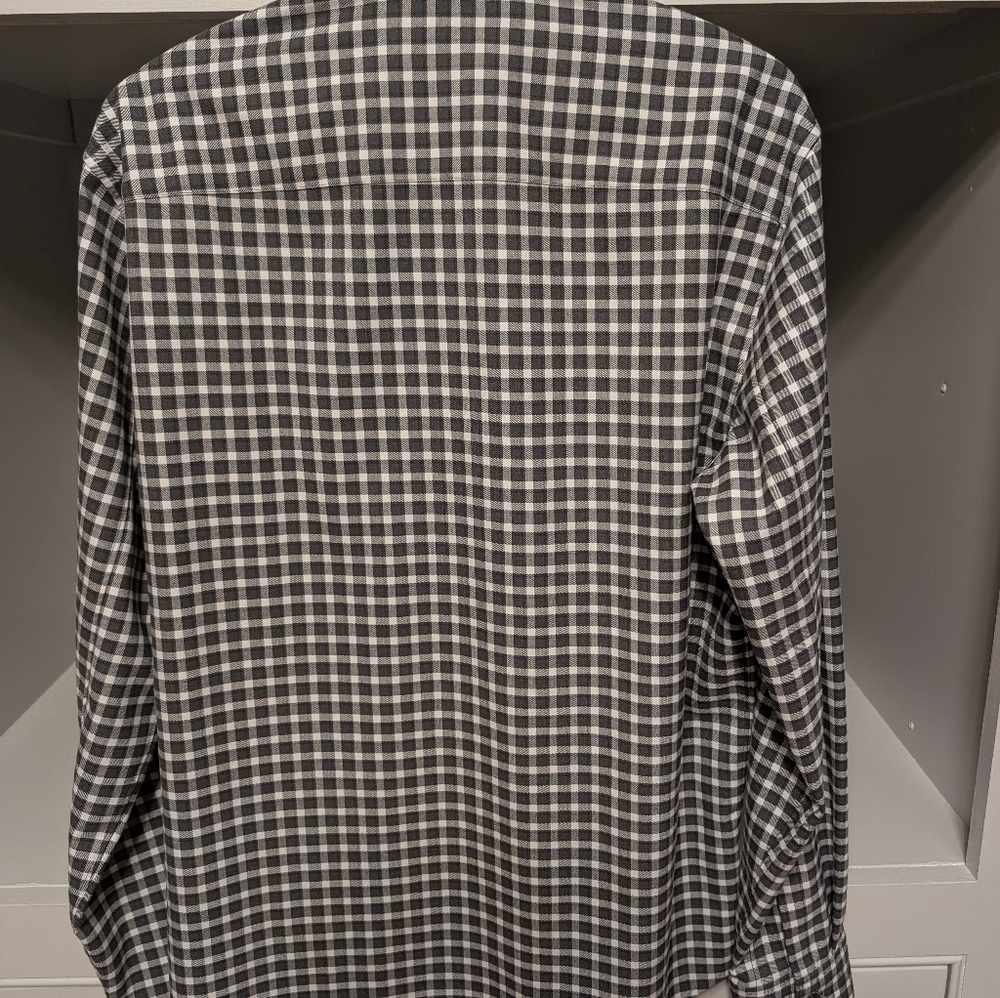 NWOT's Theory Men's L charcoal grey and white button shirt ...looks dressy - Picture 10 of 10